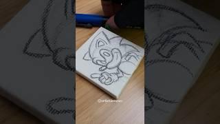 Drawing Sonic the Hedgehog with Posca Markers! Mini Canvas! #shorts