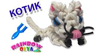 КОШКА из резинок на рогатке. Плетение фигурок | Cat Rainbow Loom