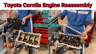 2ZR Engine Reassembly || Crankshaft Installation And Bolts Torque Setting Of Toyota Corolla