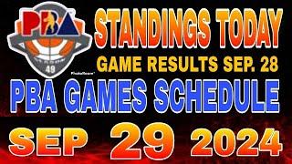 PBA Standings today as of September 28, 2024 | Pba Game results | Pba schedules September 29, 2024