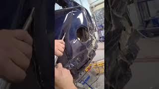 This repair was INSANE! This one got BLASTED in the left rear corner! #autobody #bodyshop #bodywork