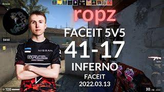 ropz (41-17) (INFERNO) @ FACEIT 5v5 RANKED 2022.03.13 | LIM-CSGO POV