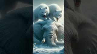 Two white wolves vs the wild