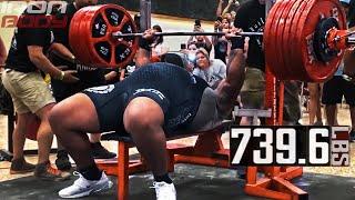 Julius Maddox 739.6 lbs (335.5 kg), 723.1 lbs (328 kg) Breaks American Record Bench Press 2019