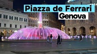 Piazza de Ferrari at night, Genova Italy. Ночная Генуя, площадь Феррари.