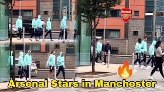 Arsenal Players Walking in the Streets of Manchester Saka,Calafiori,Havertz,Man City vsArsenal