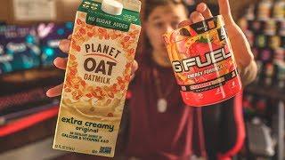 MIXING MILK WITH KSI STRAWBERRY BANANA GAMMA LABS G-FUEL FLAVOR! - MILK WITH STRAWBERRY BANANA!