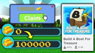 CLAIM 100,000 GOLD FAST!!| Build a boat for Treasure ROBLOX