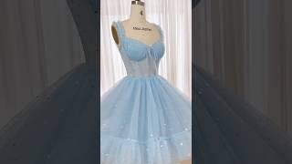 Corset v neck sleeveless star tulle mini dress. #dress #prom #fashion #hautecouture #wedding #gown