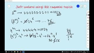 Juft sonlarni oxirgi ikki raqamini topish