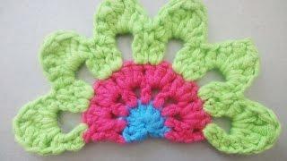 Половинка цветочного мотива Half Crochet flower motif