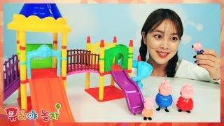 [유라] 장난감(toy)_페파피그 돼지 가족 비오는 날 놀이터 병원놀이 peppa pig castle slide birthday gift box playground rain