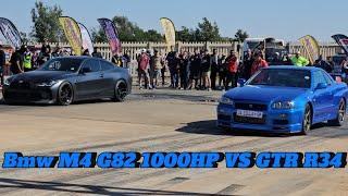 Nissan GTR R34 big turbo  VS  Bmw m4 G82( 1000 HP) Drag races JDM cars VS German cars