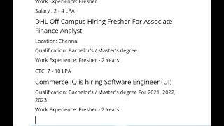 Multiple Hiring for freshers 2024