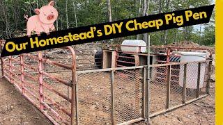DIY Homestead Simple Cheap Pig Pen | Made out of Scrap Material