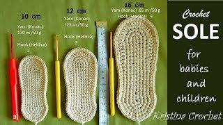 Crochet Shoe Sole for Babies and Children Tutorial (English)