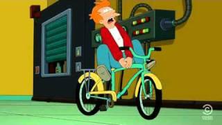 Futurama - Fry hops on bicycle