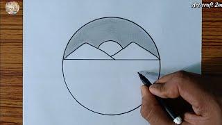 Pencil Scenery Drawing - Simple Circle Drawing Ideas ️️ @Artcraft2m