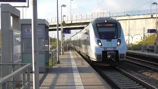 Einfahrt eines Talent 2 Triebwagens in den Bahnhof Großkugel