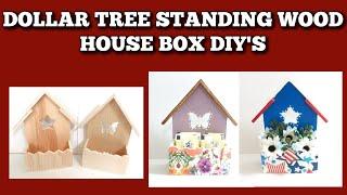 Super cute Dollar Tree Projects using standing wood house boxes