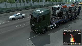 Euro Truck Simulator 2 - Mercedes Actros transporting tractors (heavy haul)