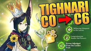 Crowned Tighnari Showcase | Constellation comparison C0 to C6 | R1 to R5 Hunter's Path