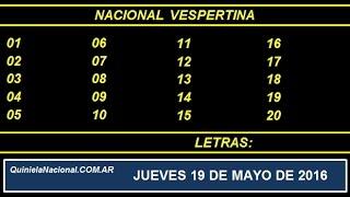 Quiniela Nacional Vespertina Jueves 19 de Mayo de 2016