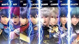 Super Smash Bros. Ultimate | 8 Players Chaos Matches w/ Marth (Fire Emblem Battles)