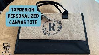 Personalized Initial Jute Canvas Tote Bag by TOPDesign