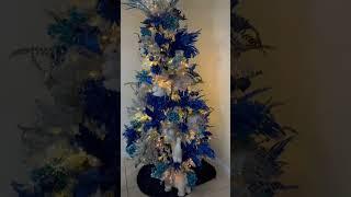 WOW 2024 Christmas decor ~ Decorate Flocked #christmas  tree with  Blue  #decoration #xmas