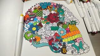 ASMR - Vexx Mythotopia : A Dragons & Doodles coloring book - ohuhu markers