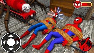 Playing Spiderman Family - SpiderMan and SpiderGirlfriend vs Choo Choo Charles in Granny House