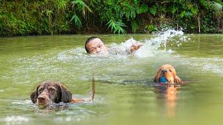 Dwarf family primitive life: Renovating the garden and rescuing two drowning dogs to bring them home