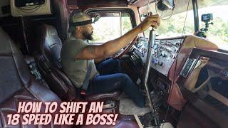 How to shift an 18 speed like a boss | Peterbilt 379 with 7" straight pipe | CAT 6NZ jake brake 