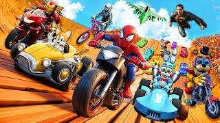 GTA V SPIDER-MAN 2 , IRONMEN, SONIC TAIL and SUPERMEN Join in Epic New Stunt Racing 