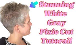 "Transforming to Chic: Stunning White Gray Pixie Cut ️#vivyanhermuz #hairstyle #howto #tutorial