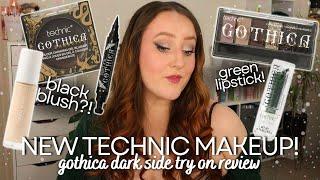 TECHNIC *NEW* GOTHICA MAKEUP TRY ON REVIEW! Black Blush, Green Lipstick, New Eyeshadow & Eye Liners!