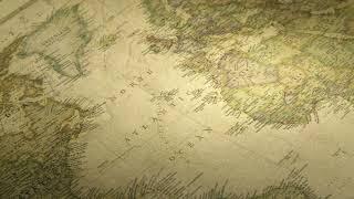 Pan Across to the North Atlantic Ocean on a Vintage Map| Free HD Stock Footage