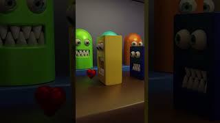 Angry Cube Monster  Chases Heart Collector  #animation  #3danimation #funny #cuboidcreepshow