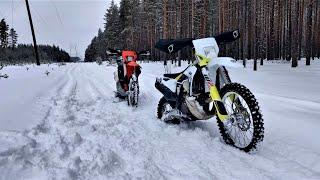 Enduro || Sketchy Trails In Deep Snow - Husqvarna Te300i 2021, KTM Exc300i 2018