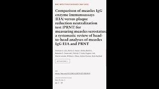 Comparison of measles IgG enzyme immunoassays (EIA) versus plaque reduction neutraliz... | RTCL.TV