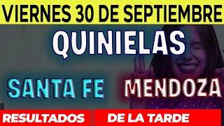 Resultados Quinielas Vespertinas de Santa Fe y Mendoza, Viernes 30 de Septiembre