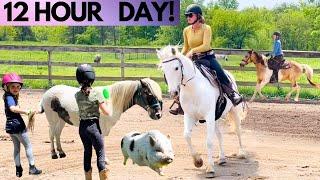 CRAZY DAY ON THE HORSE FARM! *Barn Chores, Lessons, Riding*