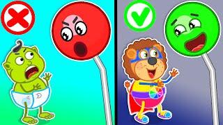 Lion Family  Talking Rainbow Sweets | Cartoon for Kids