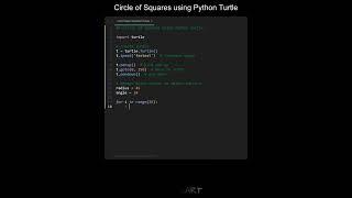 Circle of Squares using Python Turtle in Python | Python Examples | Python Coding Tutorial