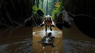 Fishing Cat Leaps! Turtle's Close Call in Muddy Forest Pool | #WildlifeEncounters
