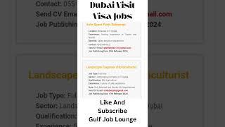 Dubai Visit Visa Jobs | Jobs in Dubai UAE 2024