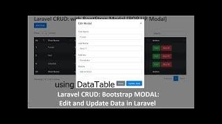 Laravel CRUD: Bootstrap Modal: Edit and Update the Data using DataTable in Laravel