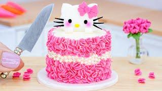 Satisfying Miniature Hello Kitty Cake Decorating - Best Strawberry Cake Recipe By Mini Tasty