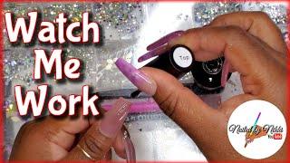 Watch Me Do My Nails  | Acrylic Nail Fill | Nude Nails with BLING 